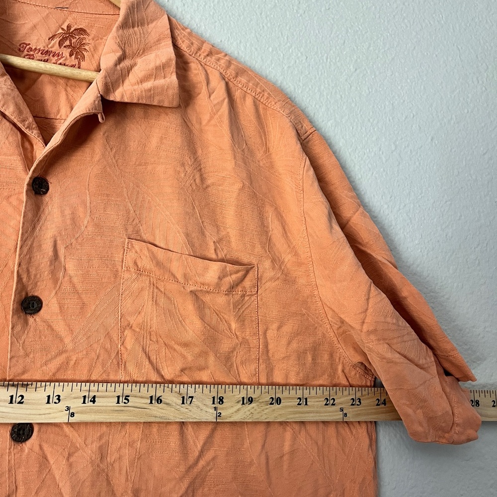 Tommy Bahama Silk Button Down Short Sleeve Shirt Men Large Orange - Picture 7 of 8